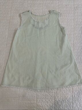 Vintage Handmade Embroidered 6-9 mo Baby Sleep Gown Mint Sleeveless Lace-Trim